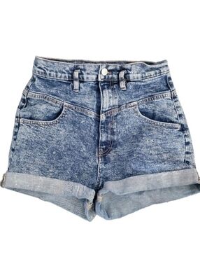 ARDENE High-Waist Acid-Wash Denim Shorts Light Blue Size 01